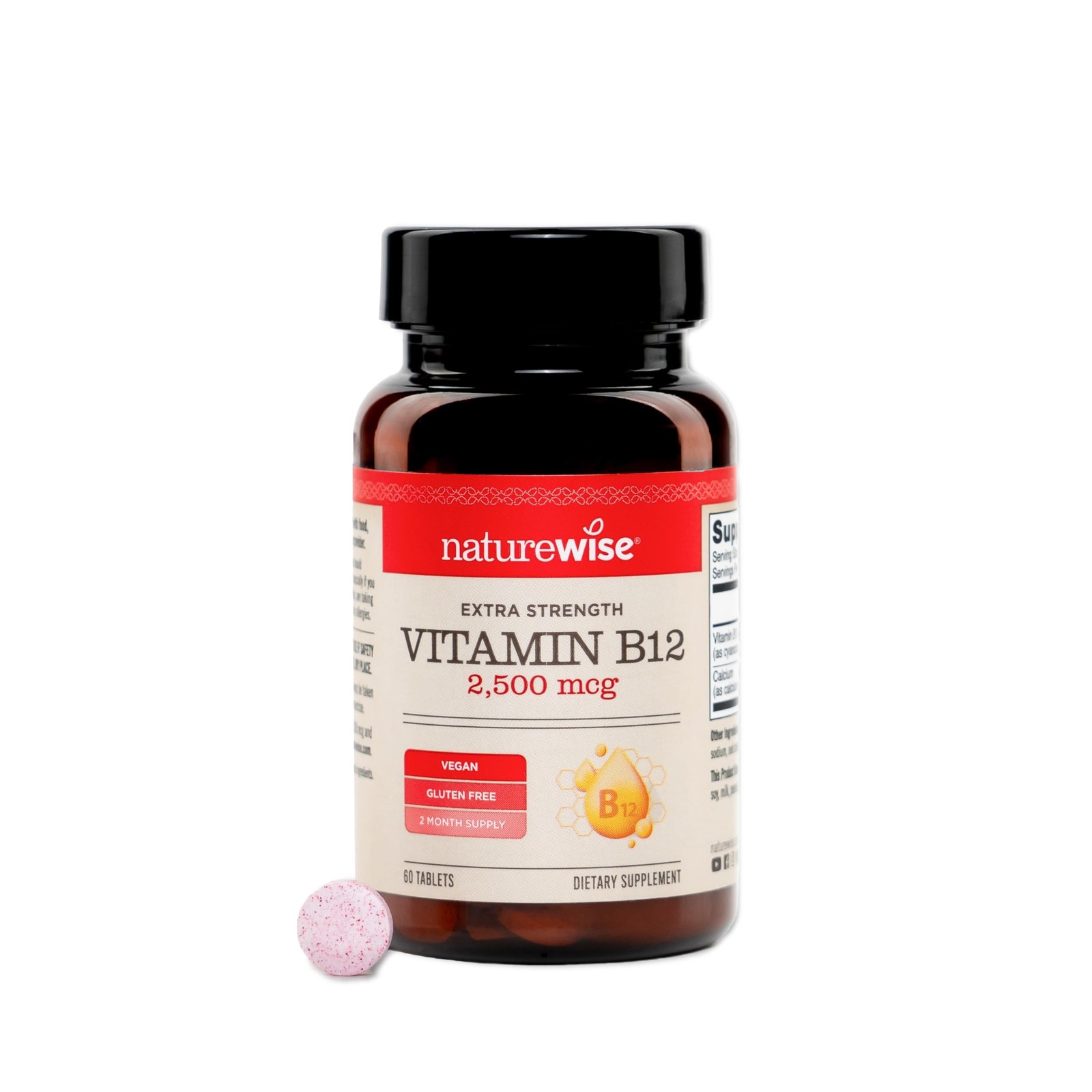 NatureWise Vitamin B12 Extra Strength 2500mcg – 60 Count (Pack of 1), Red