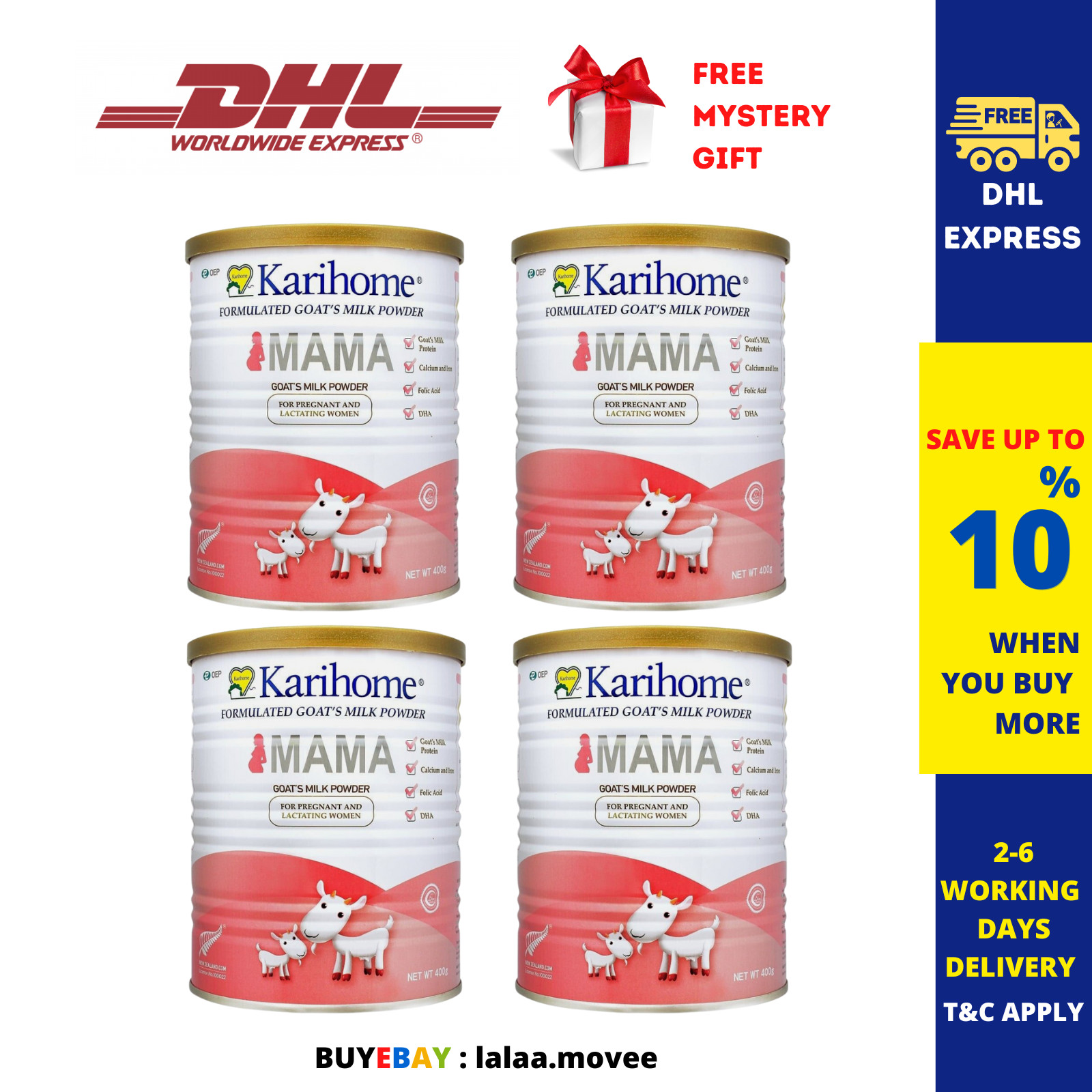 4 X 400G Karihome Mama Goat’s Milk Powder For Pregnant & Nursing Mom