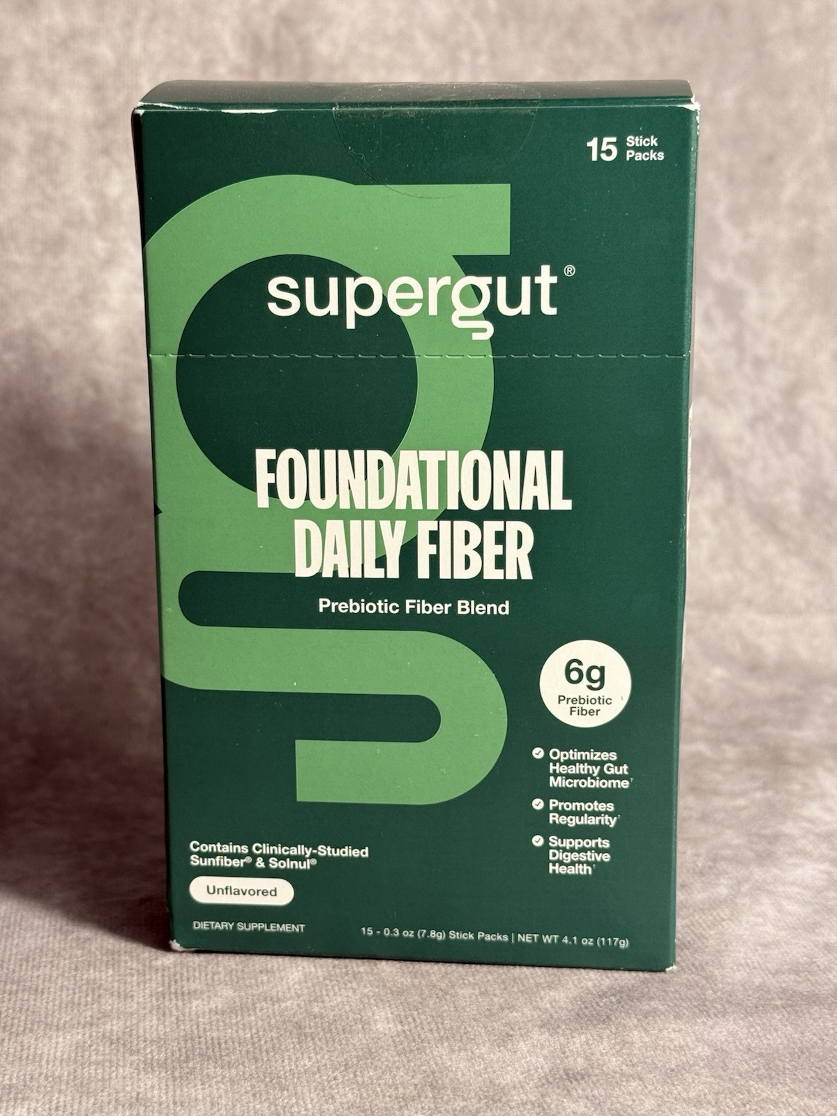 supergut Foundational Daily Fiber Prebiotic Blend Unflavored Powder 15ct 4.1 oz