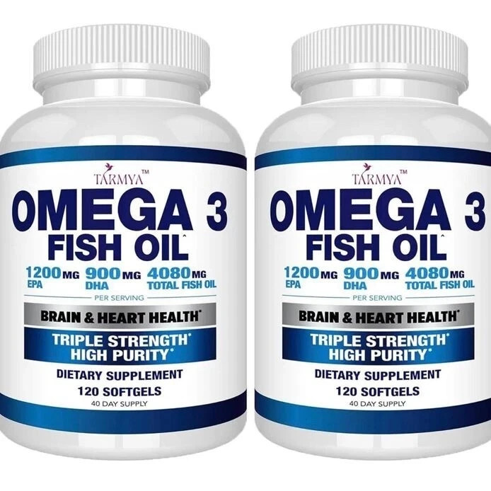 (2 Pack) Wild Caught Omega 3 Fish Oil – 120 Softgels | Supports Heart, Brain