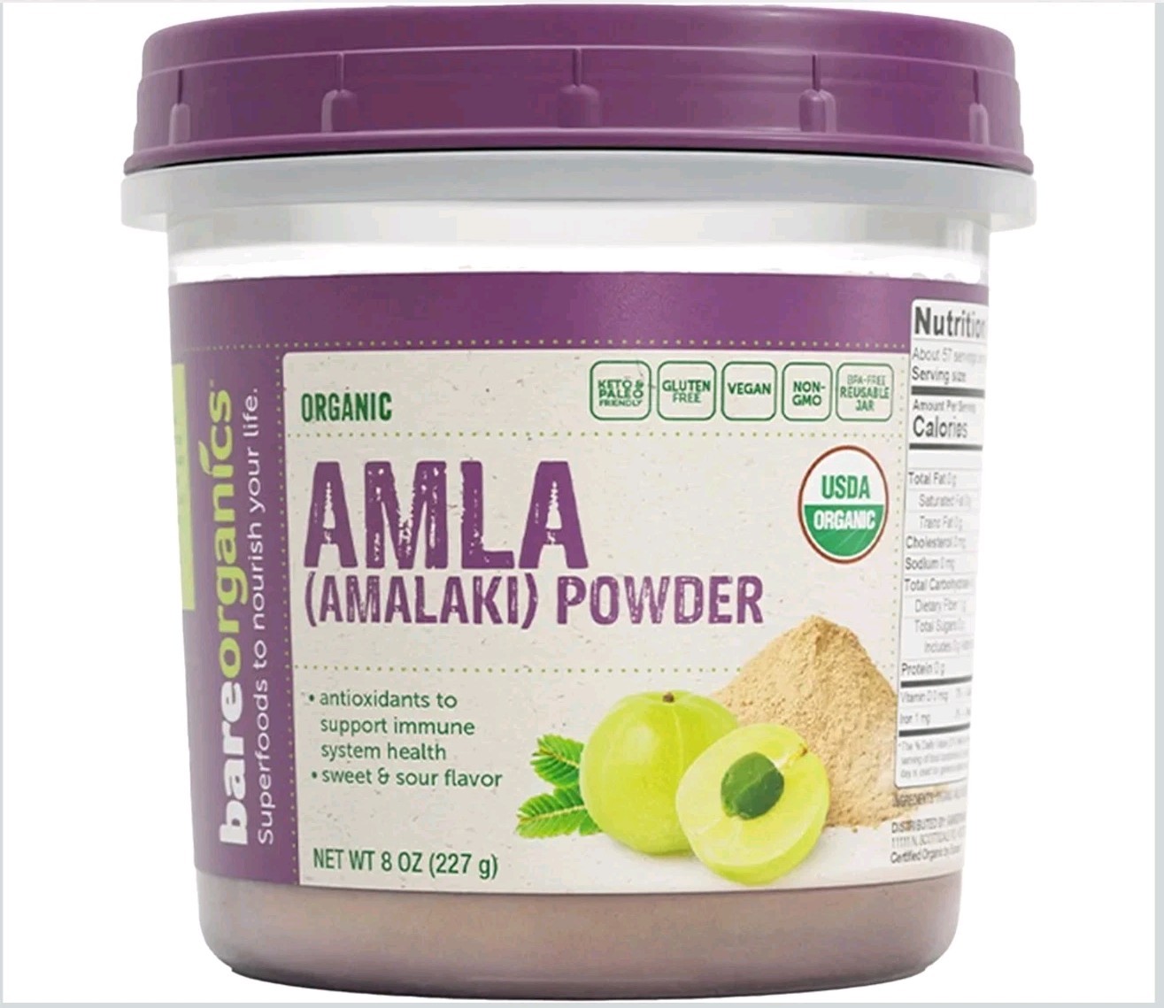 Bareorganics Organic Amla (Amalaki) Powder 8 Oz