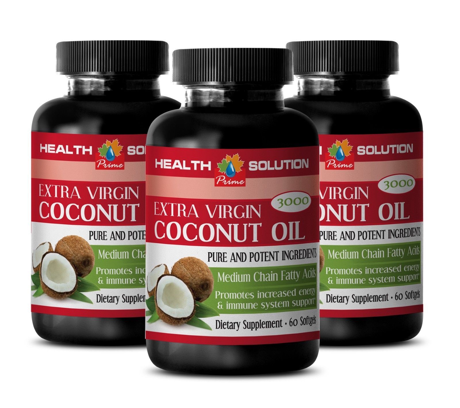 Fractionated Capric acid – EXTRA VIRGIN COCONUT OIL 3000MG – Pill Form – 3Bot