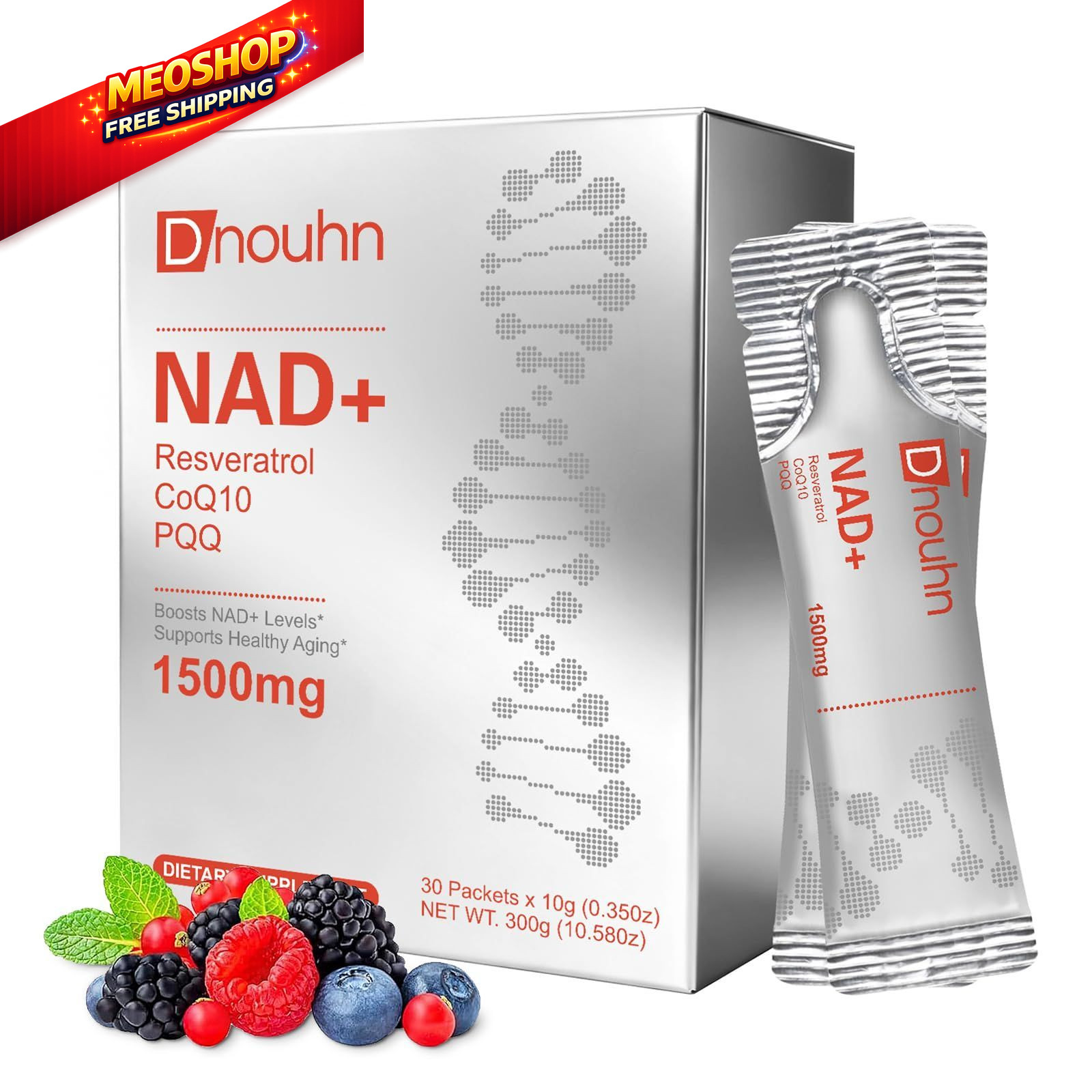 DNOUHN NAD Liquid Supplement 1500mg, Nicotinamide 30 Fl Oz (Pack of 1)