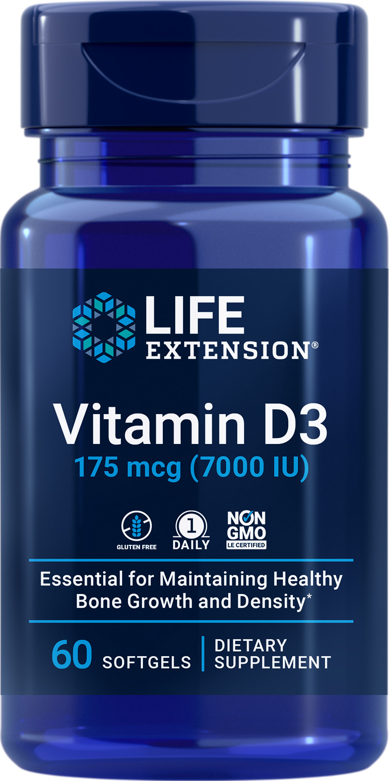 Life Extension VITAMIN D3 7000 IU 60 Soft Gels- 2PACK