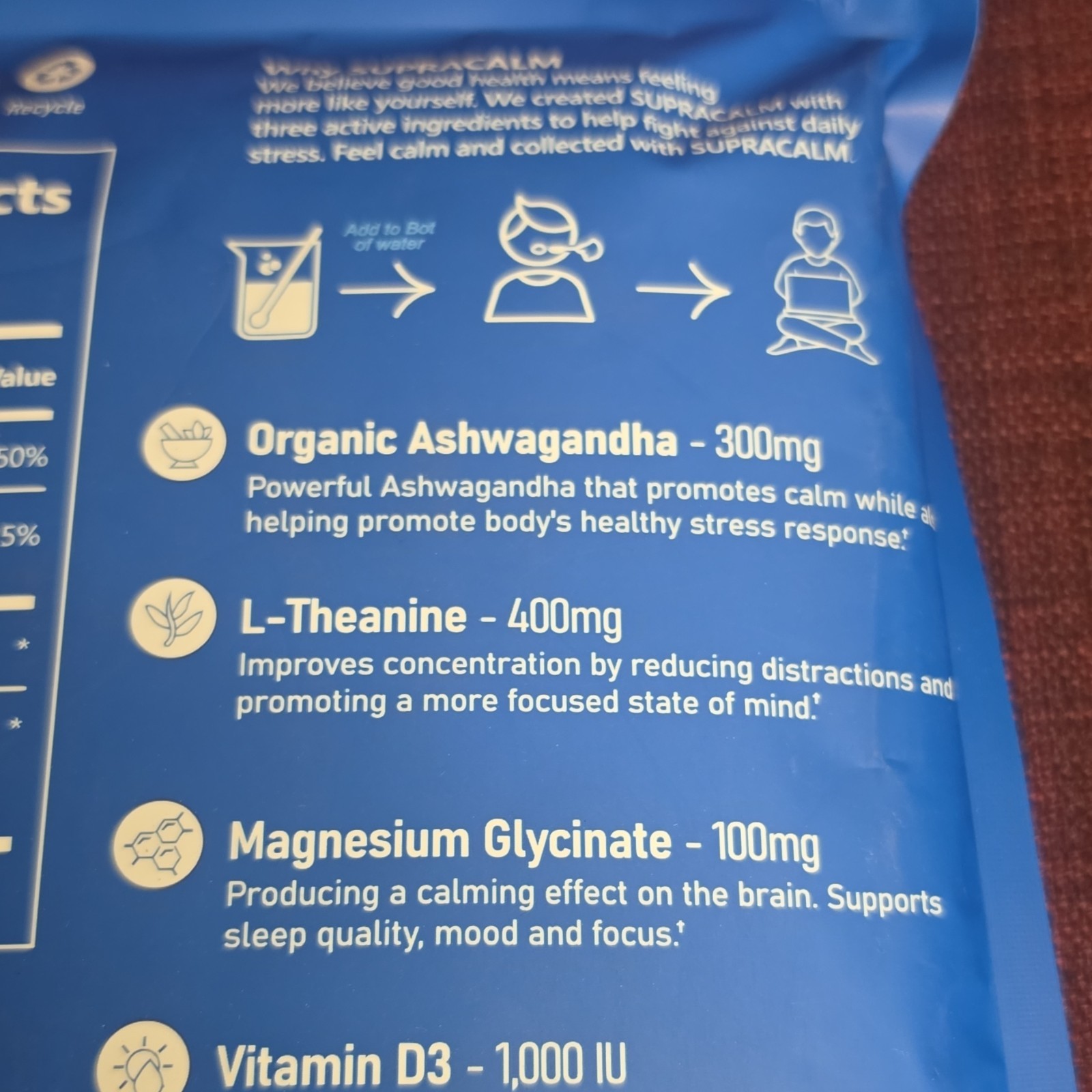 SUPRACALM Adaptogenic Drink Mix Powder Raspberry Lemonade 20 Packets D3