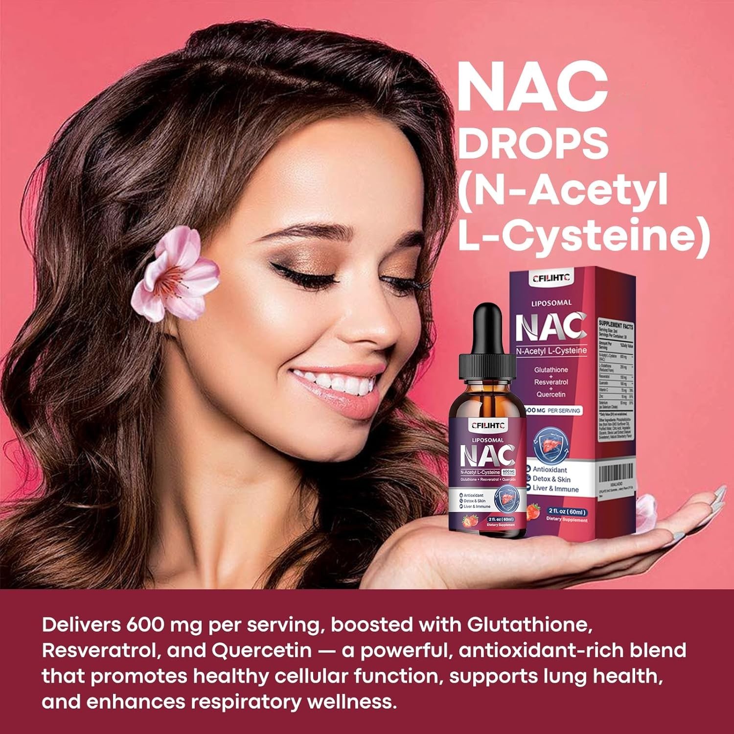 Liposomal Liquid NAC Supplement N-Acetyl Cysteine Drops, N Acetyl Cysteine 600mg