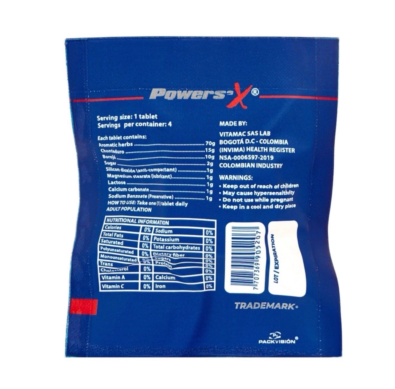 Powers’x Men’s Vitality Support Natural Supplement 6 Pack (24 Tabs)