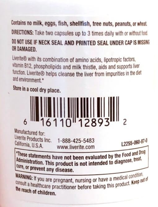 LIVERITE Liver Aid with Milk Thistle 150 150 Count (Pack of 1), Brown