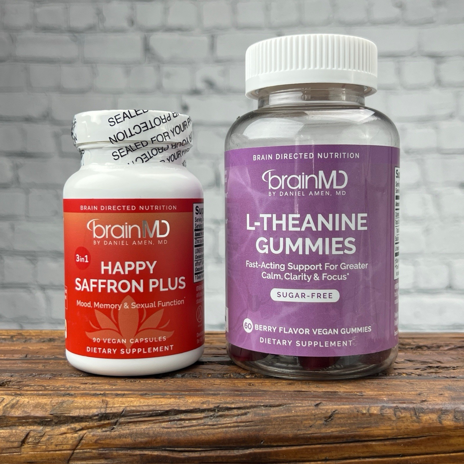 BrainMD Happy Bundle- Happy Saffron + L-Theanine Gummies | Mood, Focus & Stress