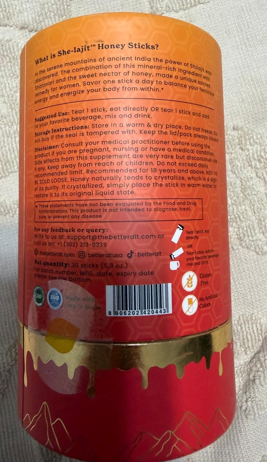 BetterAlt She-Lajit Shilajit Honey Sticks Mango Chilli 30 Sticks Exp 08/2028