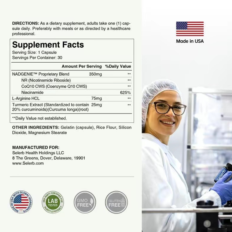 NAD+ Selerb Supplement for Men-Including Liposomal-NAD+,CoQ10,L-Carnitine,L-Argi