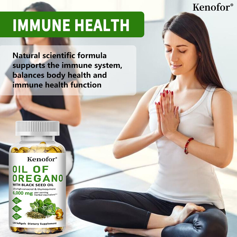 Oil of Oregano Softgels 2 in 1 6000mg with Black Seed Oil Immune Support