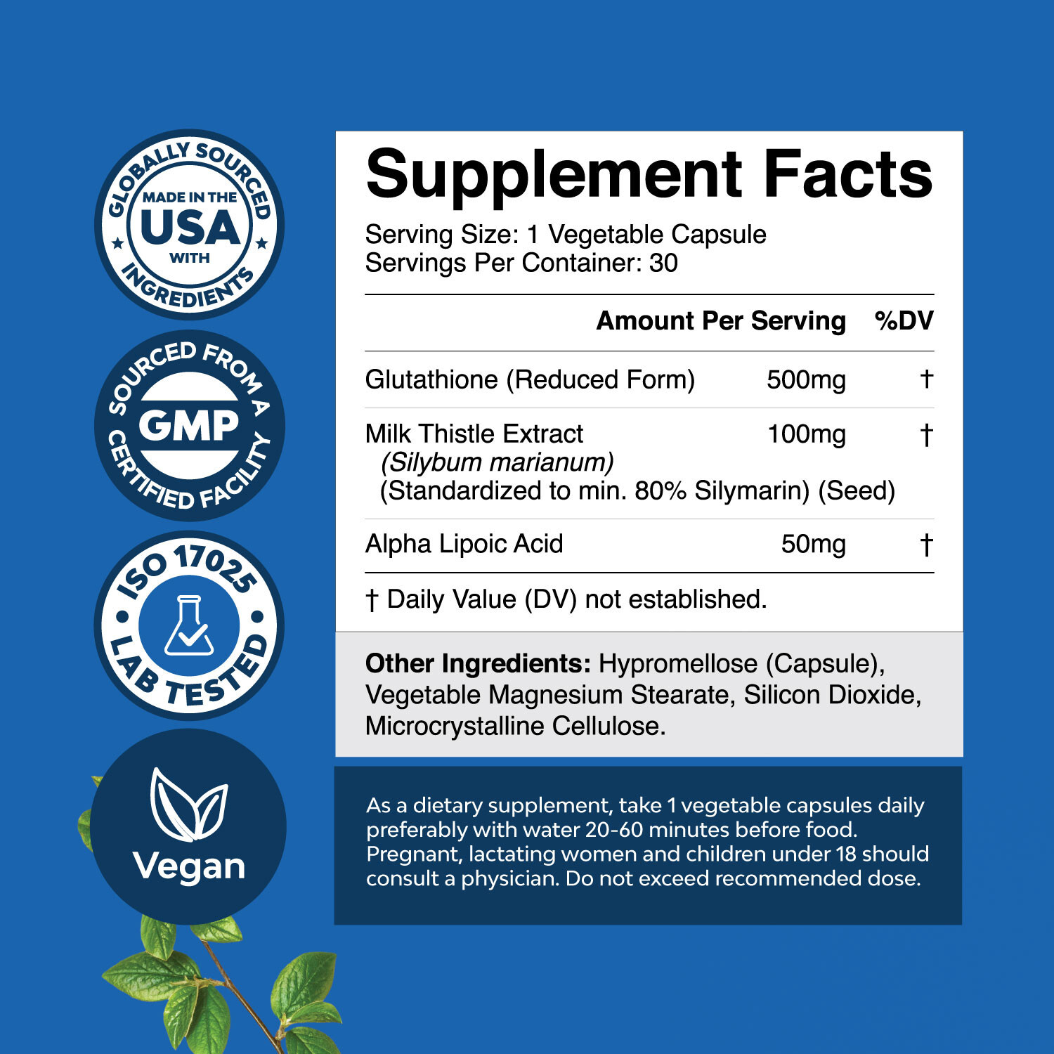 Reduced Glutathione Supplement with Glutamic Acid – L Glutathione ALA
