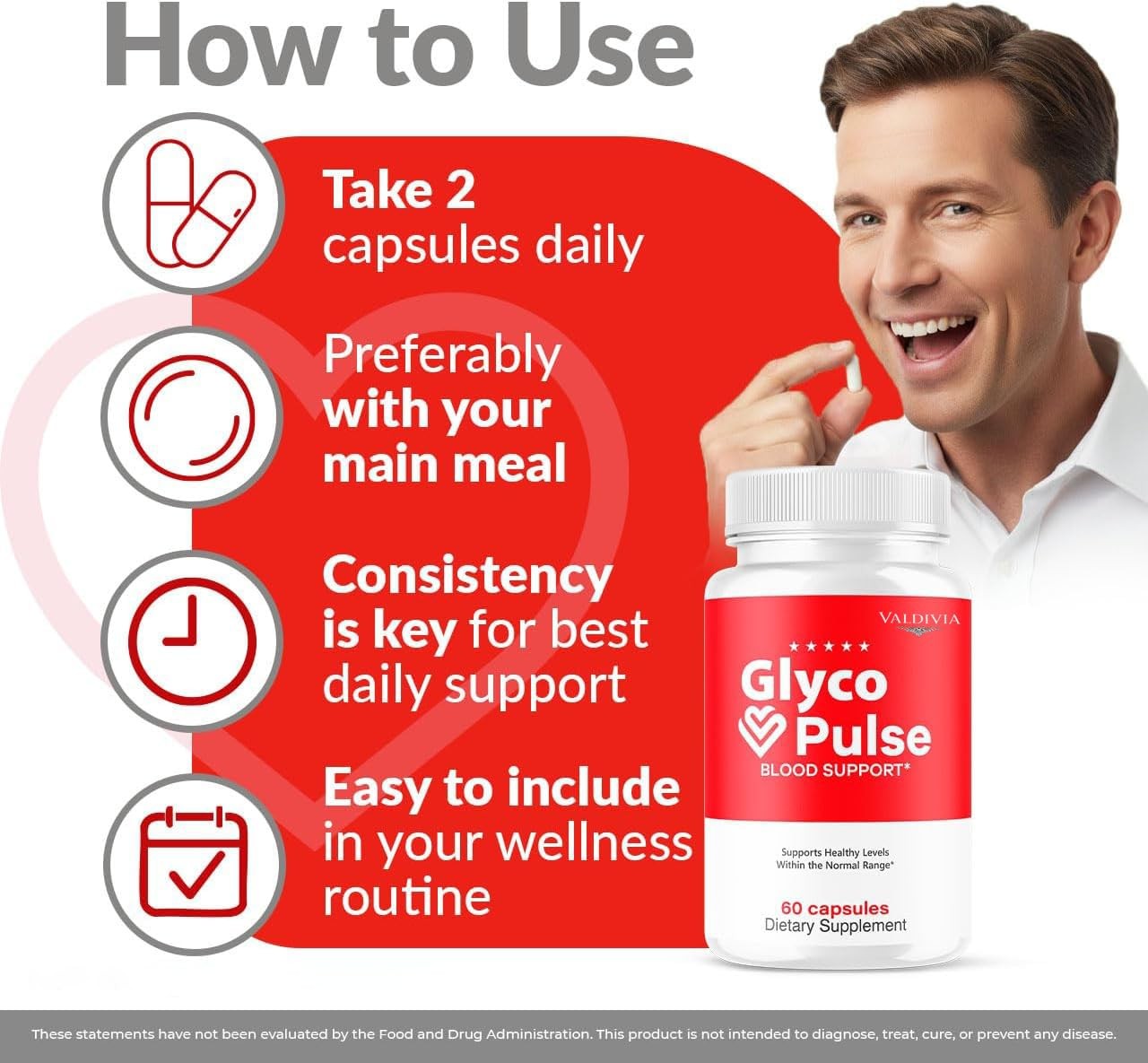 Valdivia GlycoPulse 60 Capsules Blood Sugar Support Supplement Made in USA
