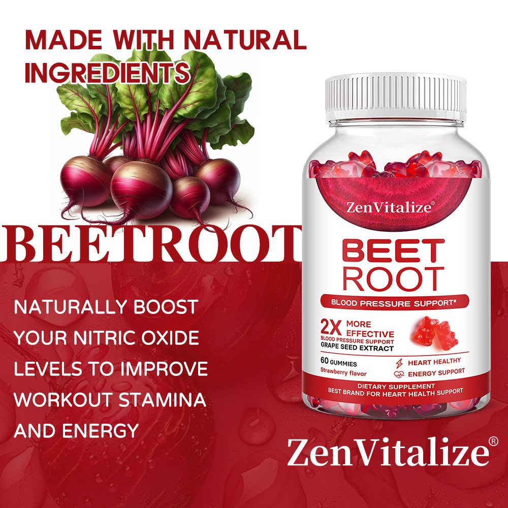Beet Root Gummies with Grape Seed Extract-2X Blood Pressure Support,Energy