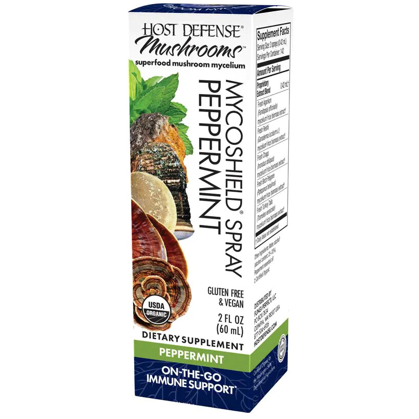 Host Defense Spray Peppermint 2 oz – Immune Support Travel Size, Chaga, Reishi