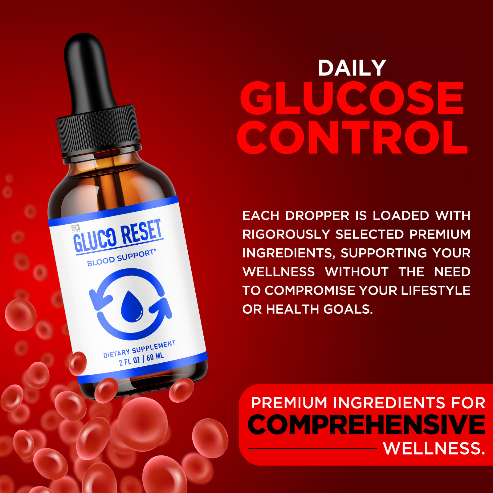 Gluco Reset Advanced Blood Support Drops All Natural Supplement 2oz – 2 Pack