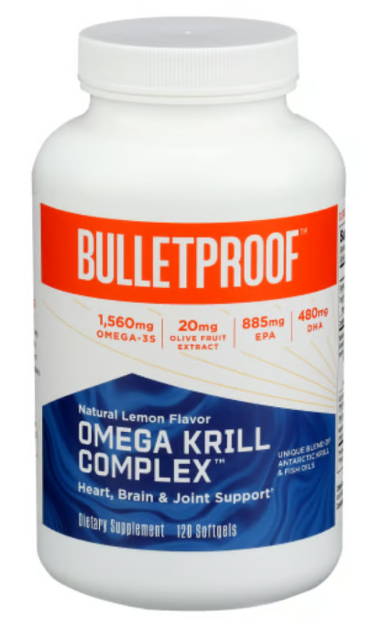 Bulletproof Omega Krill Complex Lemon 120 Softgels, 1560mg Omega-3 Best by 6/25+