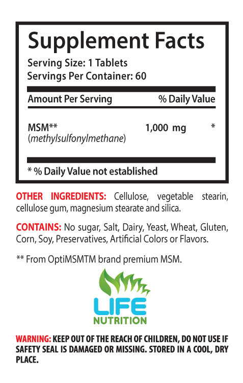 energy boosting minerals – MSM 1000MG – bone and joint health supplement 1B