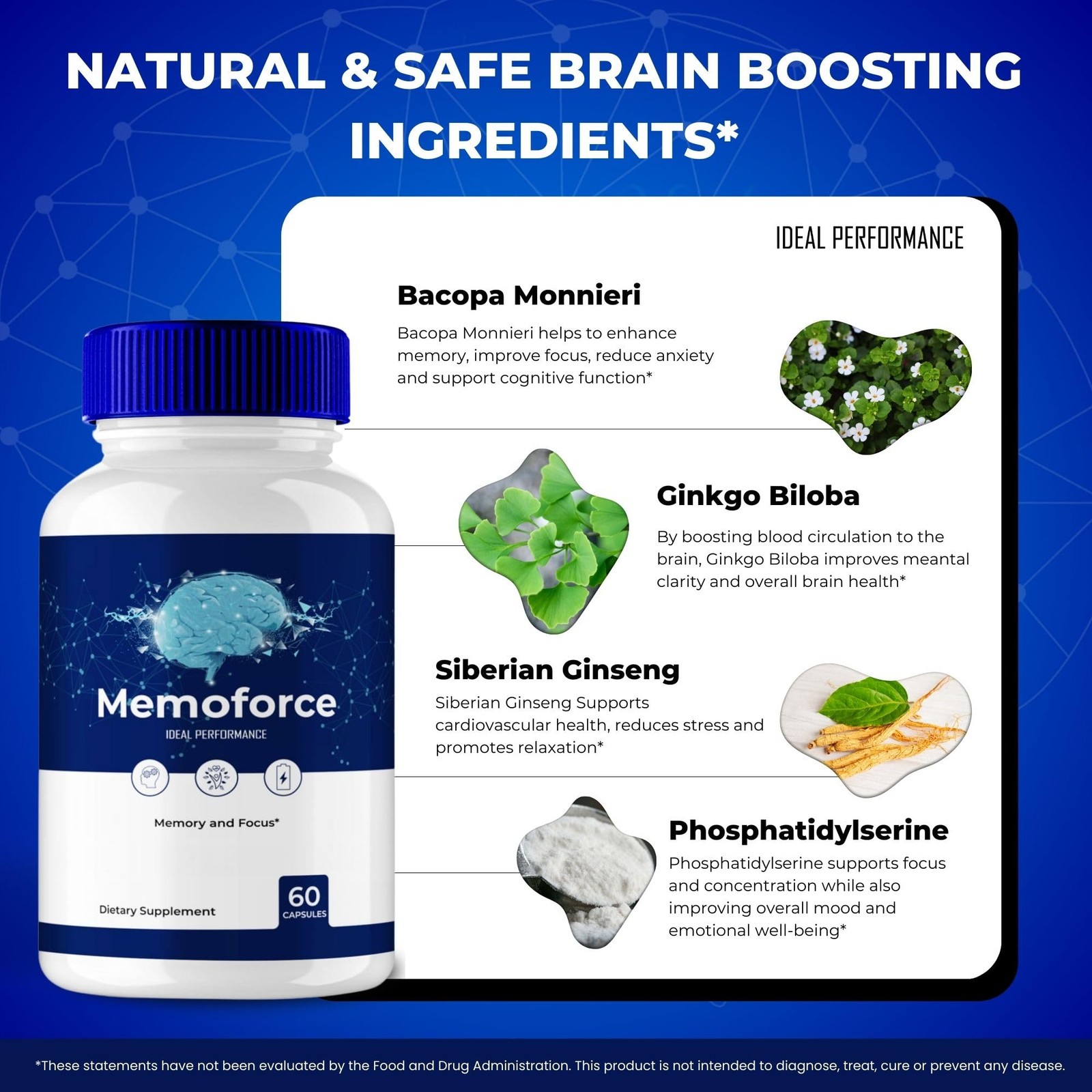 Memoforce Brain Supplement Supplement – 300 Capsules (5 Pack)