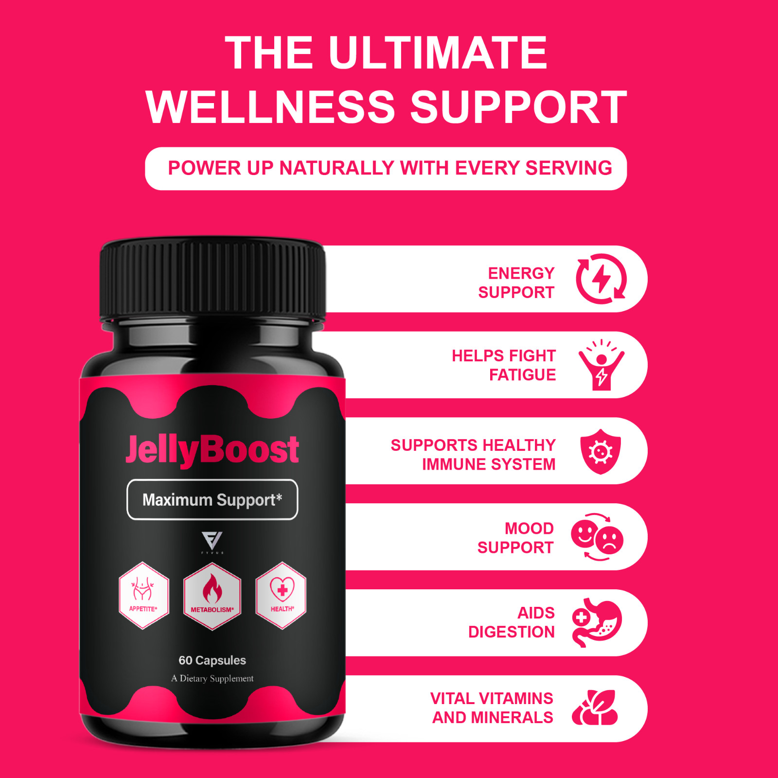 (3 Pack) Jelly Boost Maximum Support, JellyBoost Weight Health (180 Capsules)