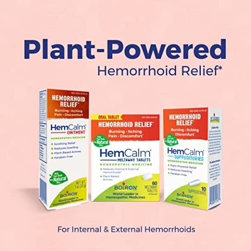 Boiron HemCalm Suppositories for Hemorrhoid Relief of Pain, Assorted Sizes
