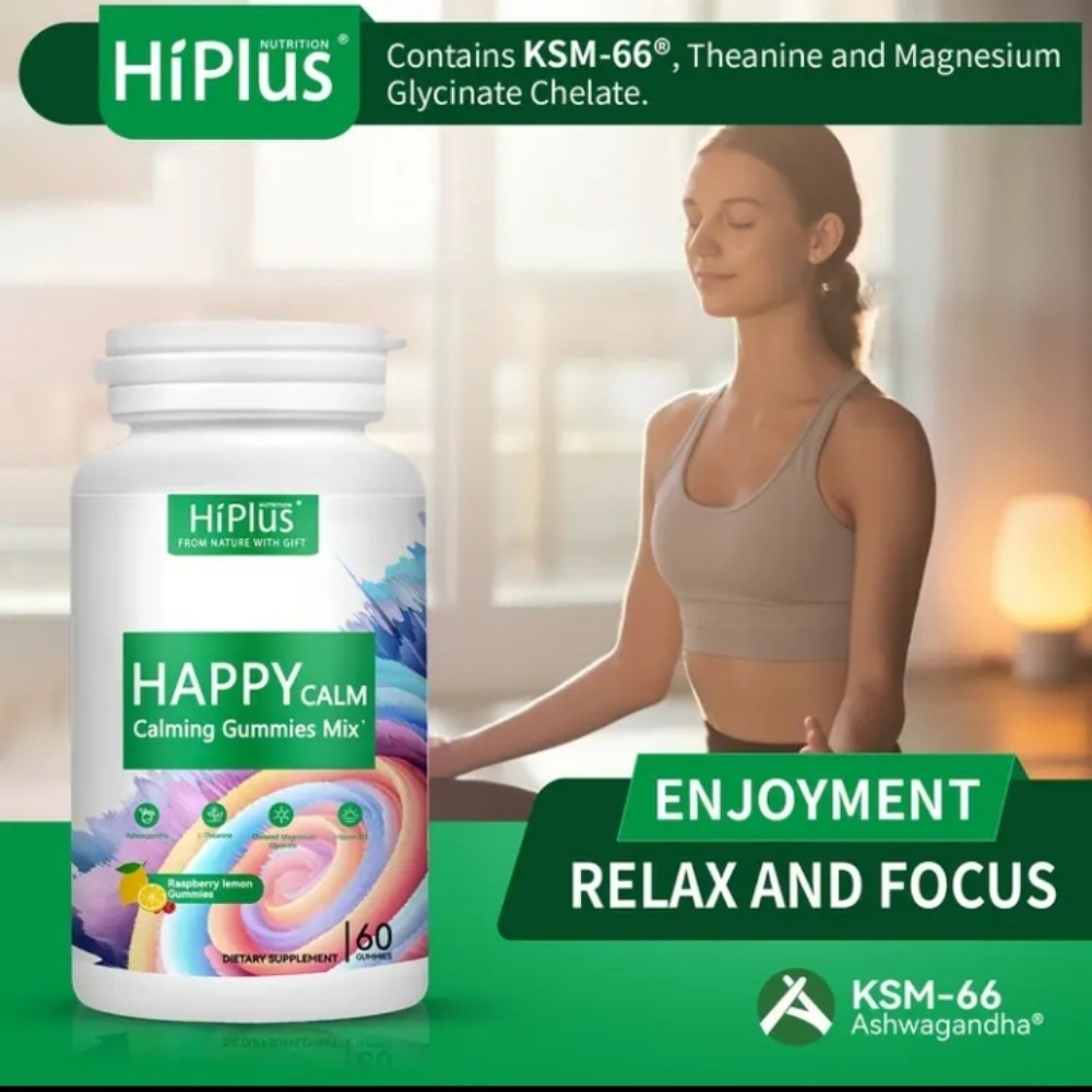 HiPlus Ashwaganda Ksm-66 Gummies Raspberry Lemonade Great for Sleep 😴