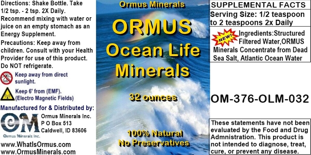 Ormus Ocean Life Minerals Mental Health Clarity Digestion Immunity 32oz