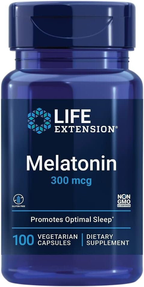 Life Extension Melatonin, 300 mcg, gentle sleep support 100 VegCaps (TWO-Pack)