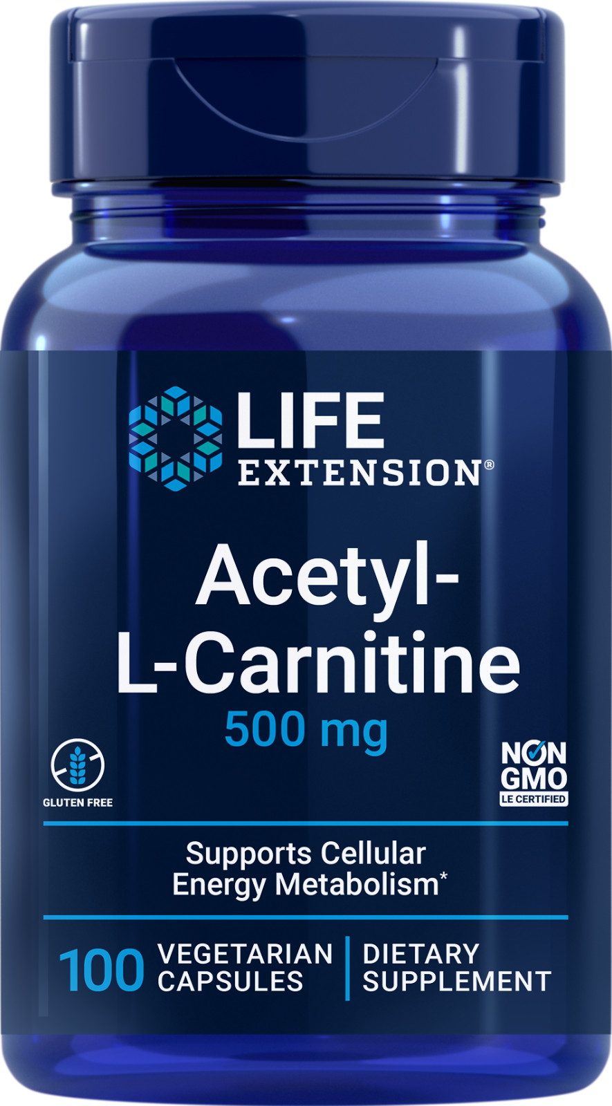 Life Extension ACETYL L CARNITINE 500 MG 100 Veg Caps 2 pack