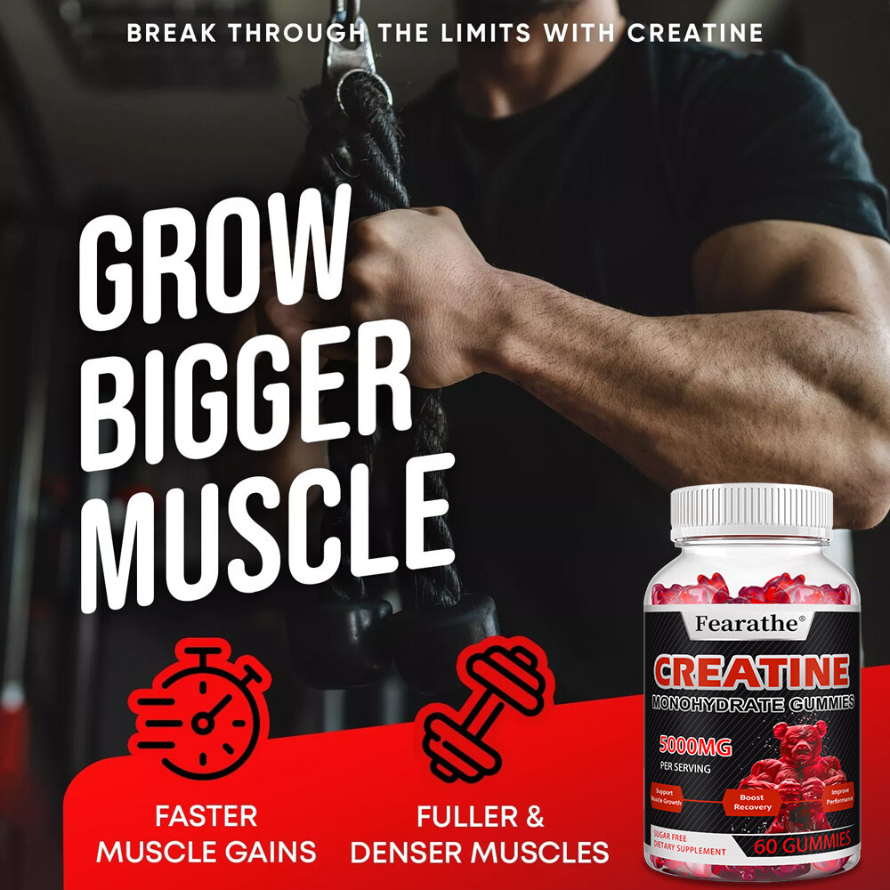 5000mg Creatine Monohydrate Gummies, Sugar Free Muscle Strength & Recovery,60 CT