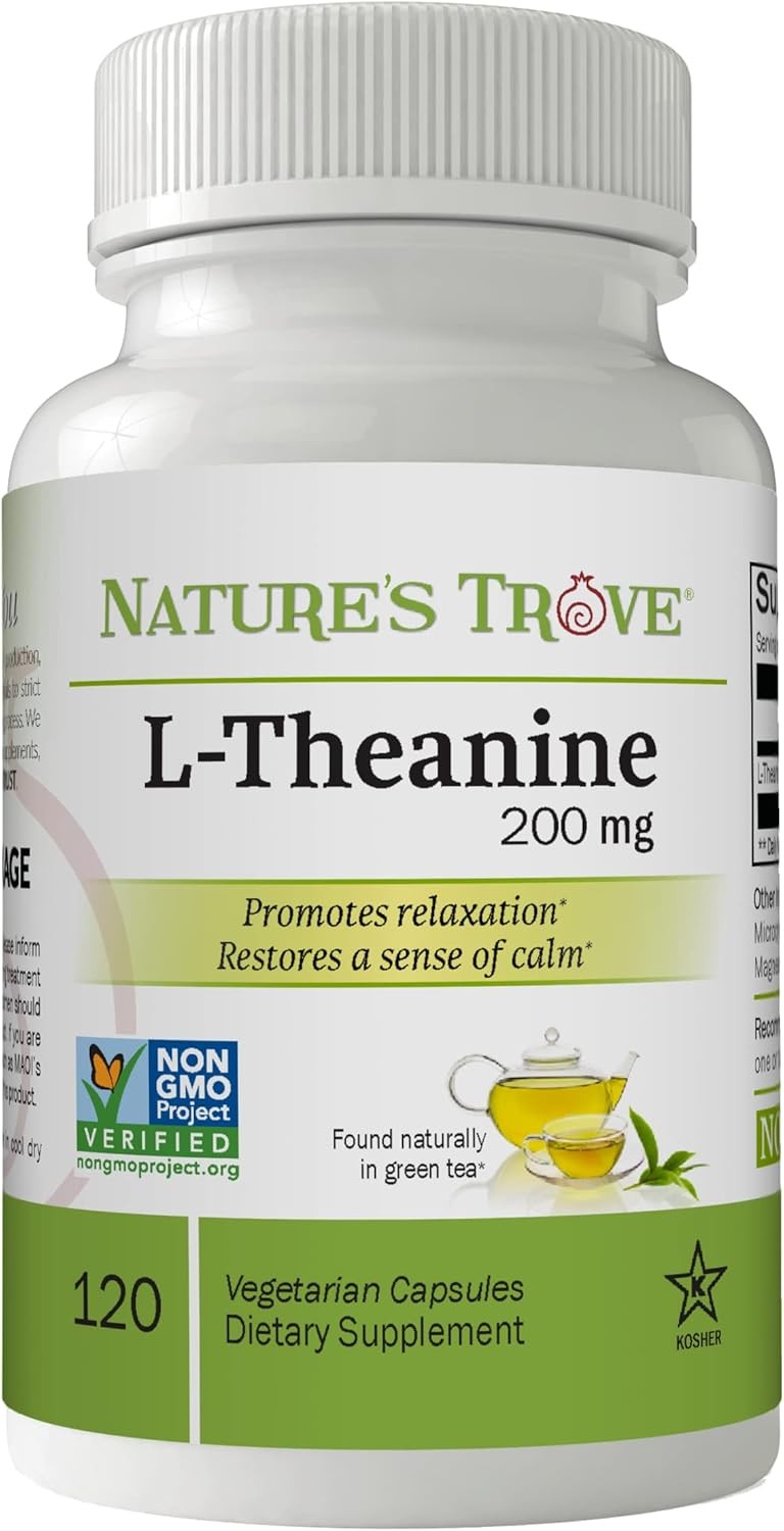 L-Theanine 200mg by Nature’s Trove – 120 Vegetarian Capsules