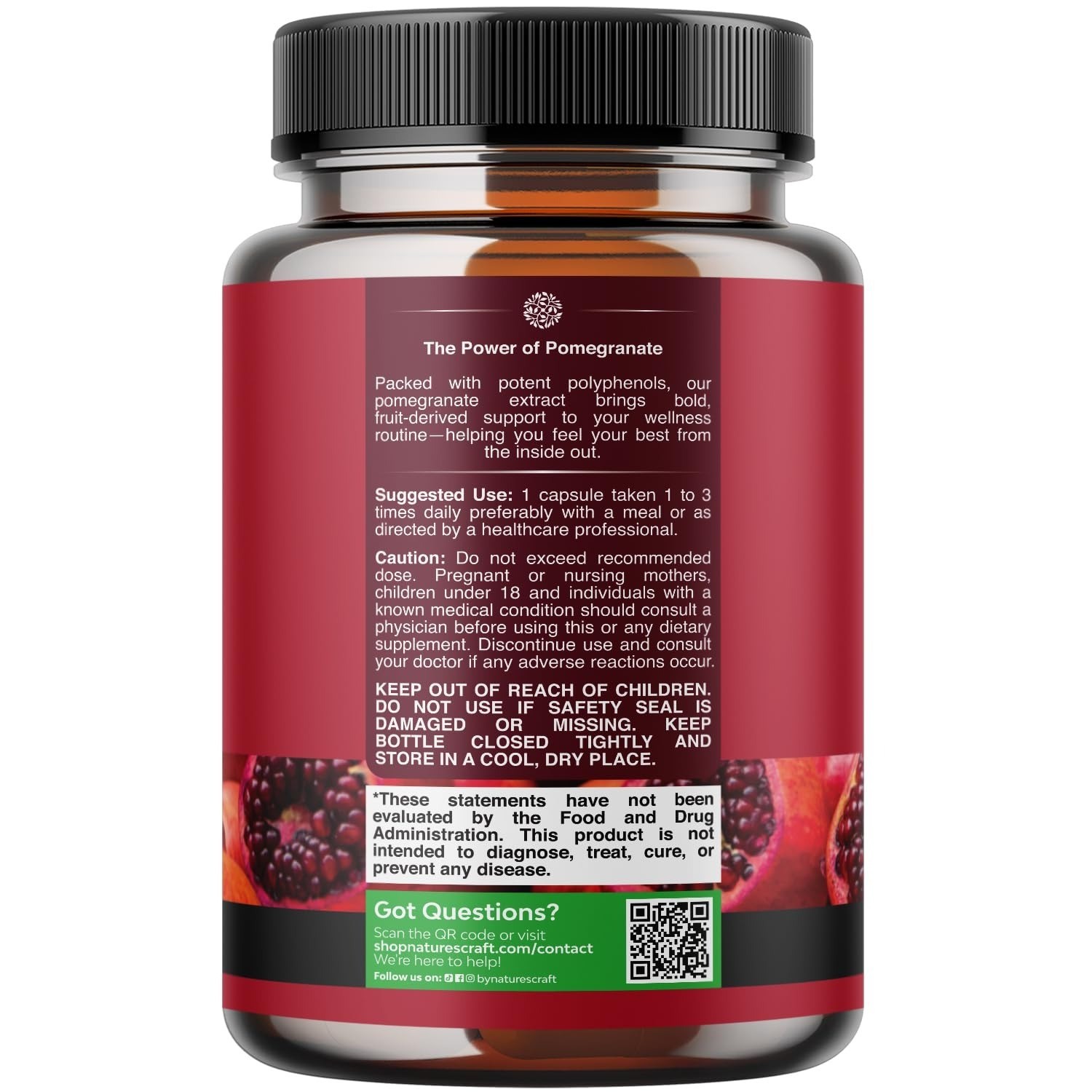 Natures Craft Pomegranate Extract Capsules – 500mg Antioxidant Support