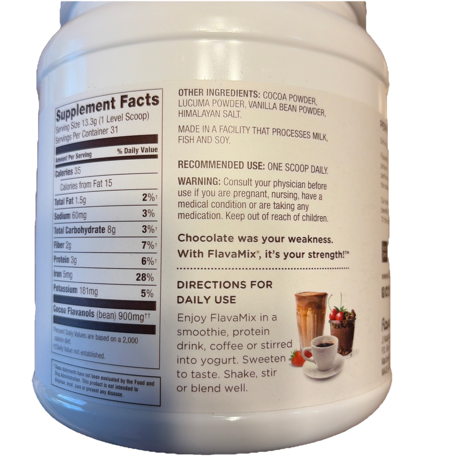 (4) FLAVAMIX Performance Cocoa Powder 900mg Flavanols 31 Servings 14.5oz 11/2027