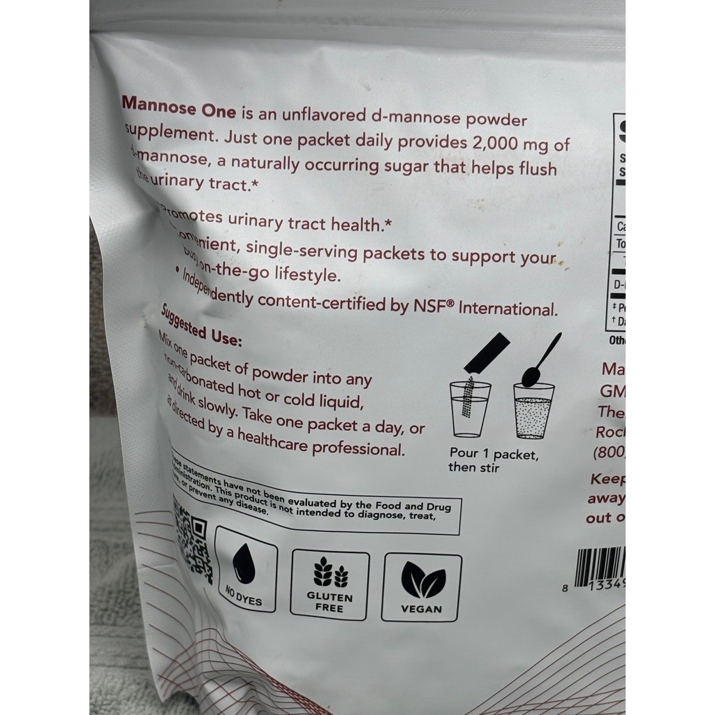 Theralogix Mannose One D-Mannose Powder Supplement 90 Packet Exp 01/27 NSF Vegan