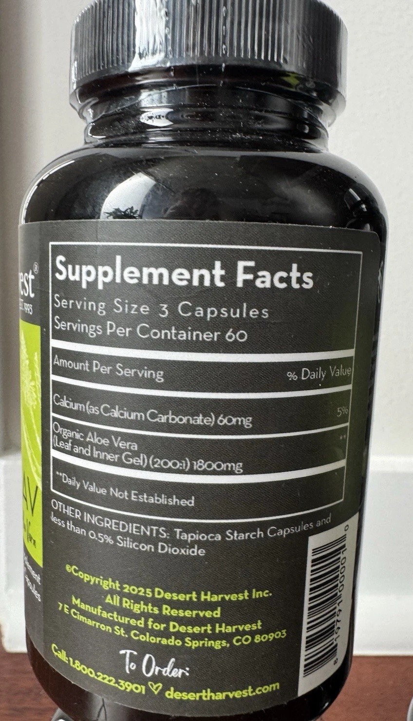 Desert Harvest Aloe Vera Capsules Super Strength, 180ct. per bottle. Bundle of 4
