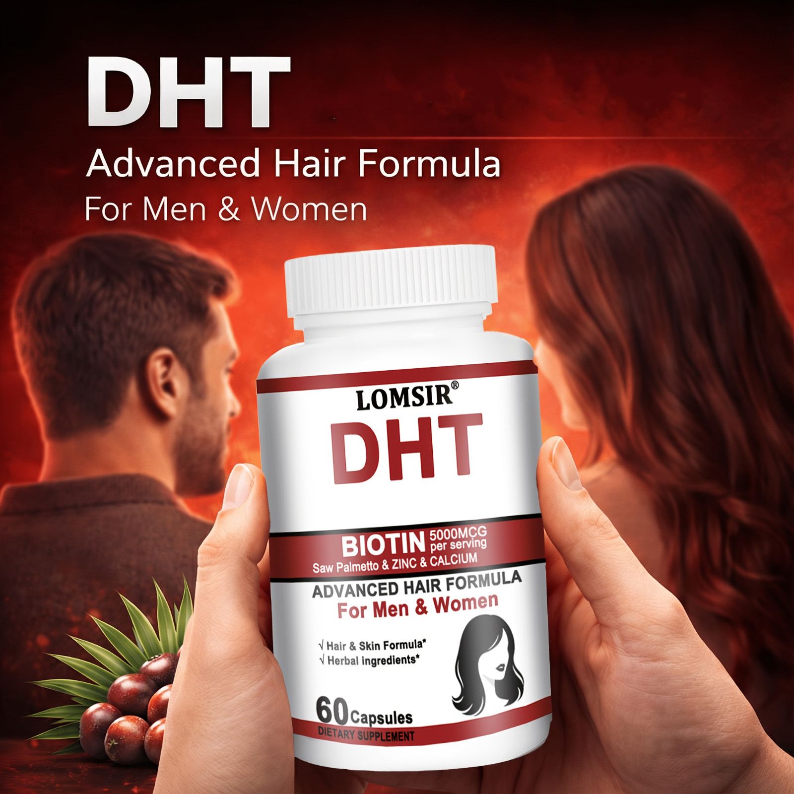 DHT Blocker Supplement – 5000mcg Biotin Advanced Hair Vitamin – 60 Capsules