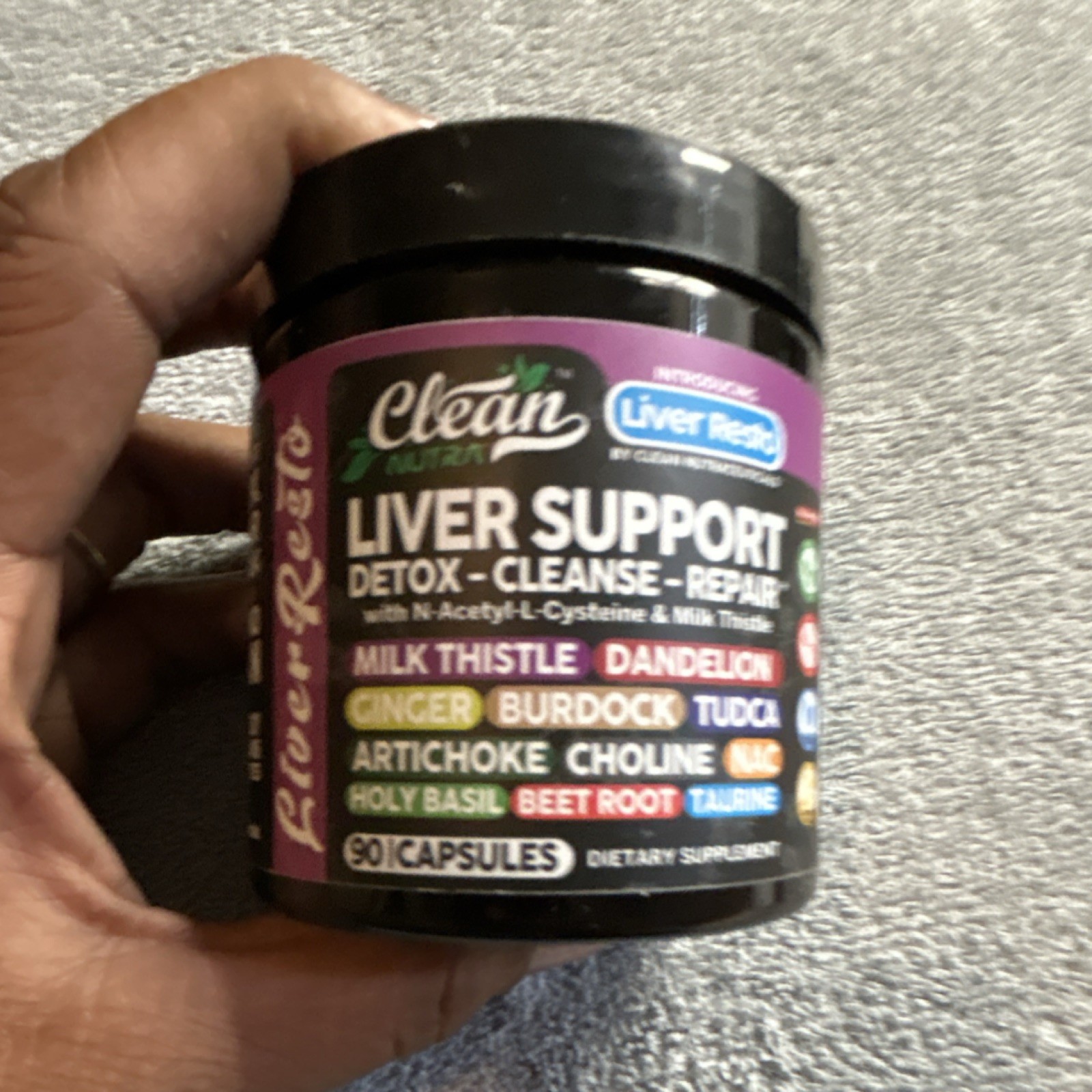 Clean Nutra Liver Support Vegan Capsules Milk Thistle Dandelion NAC 90ct Non-GMO
