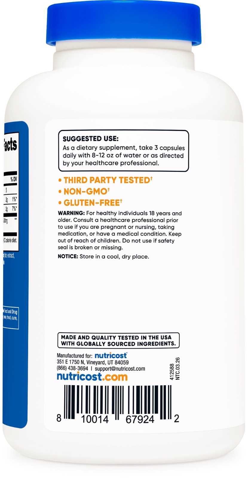Nutricost Glucomannan 1,800mg Per Serving – 180 Capsules
