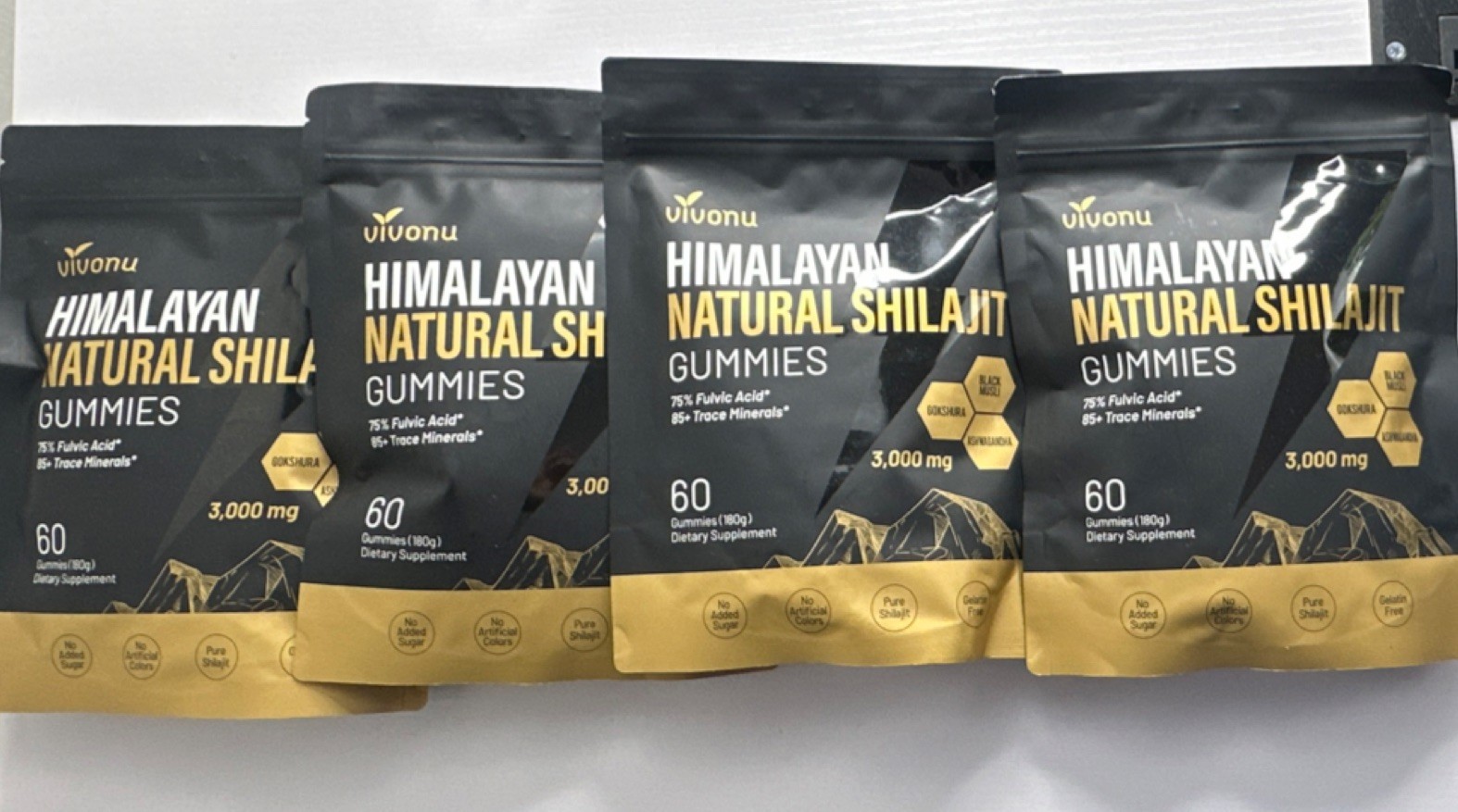 Vivonu Shilajit Gummies Tamarind Flavor 60ct 3000mg Gelatin-Free Exp 06/2027