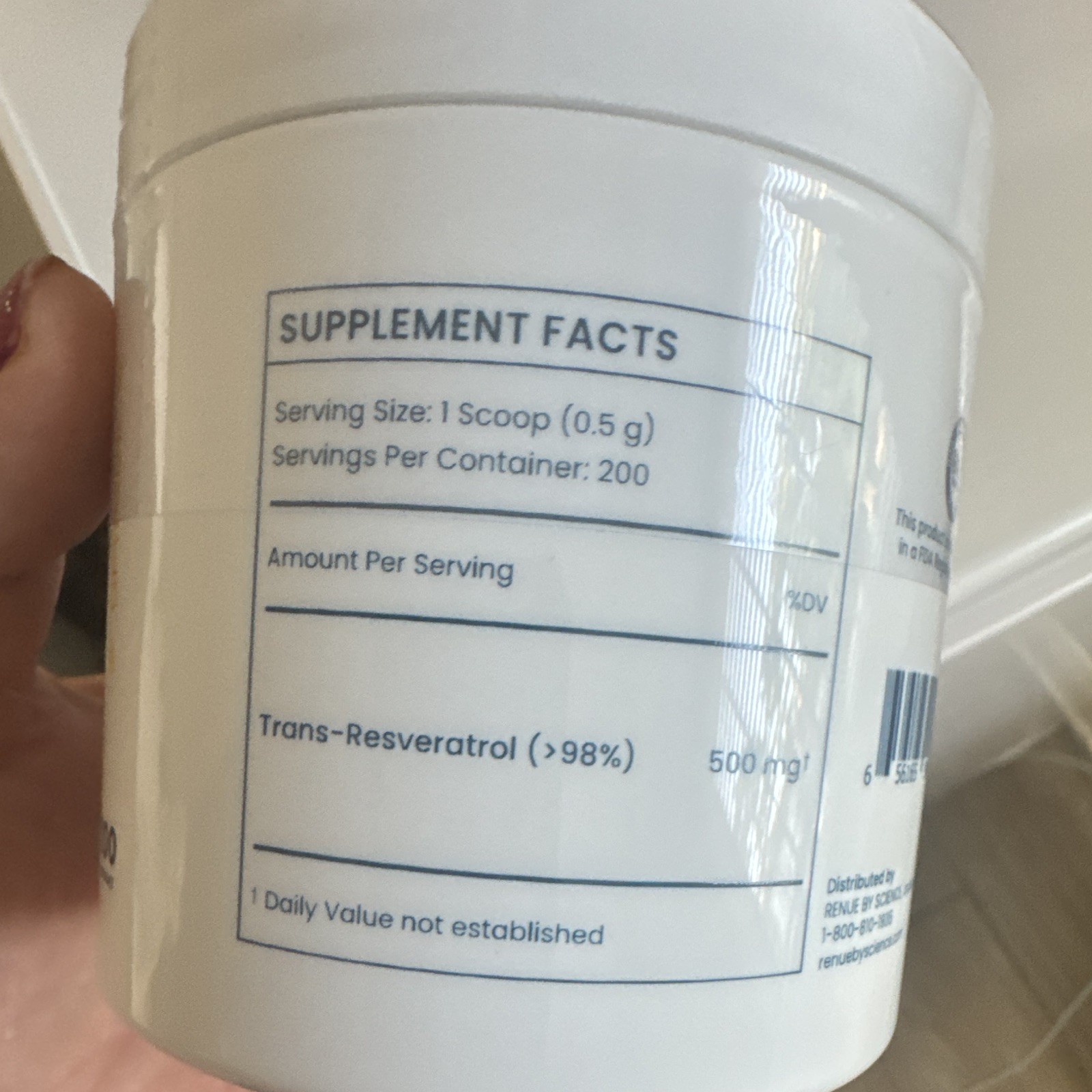 Renue By Science Pure Powder Trans-Resveratrol Dietary Supplement 100g