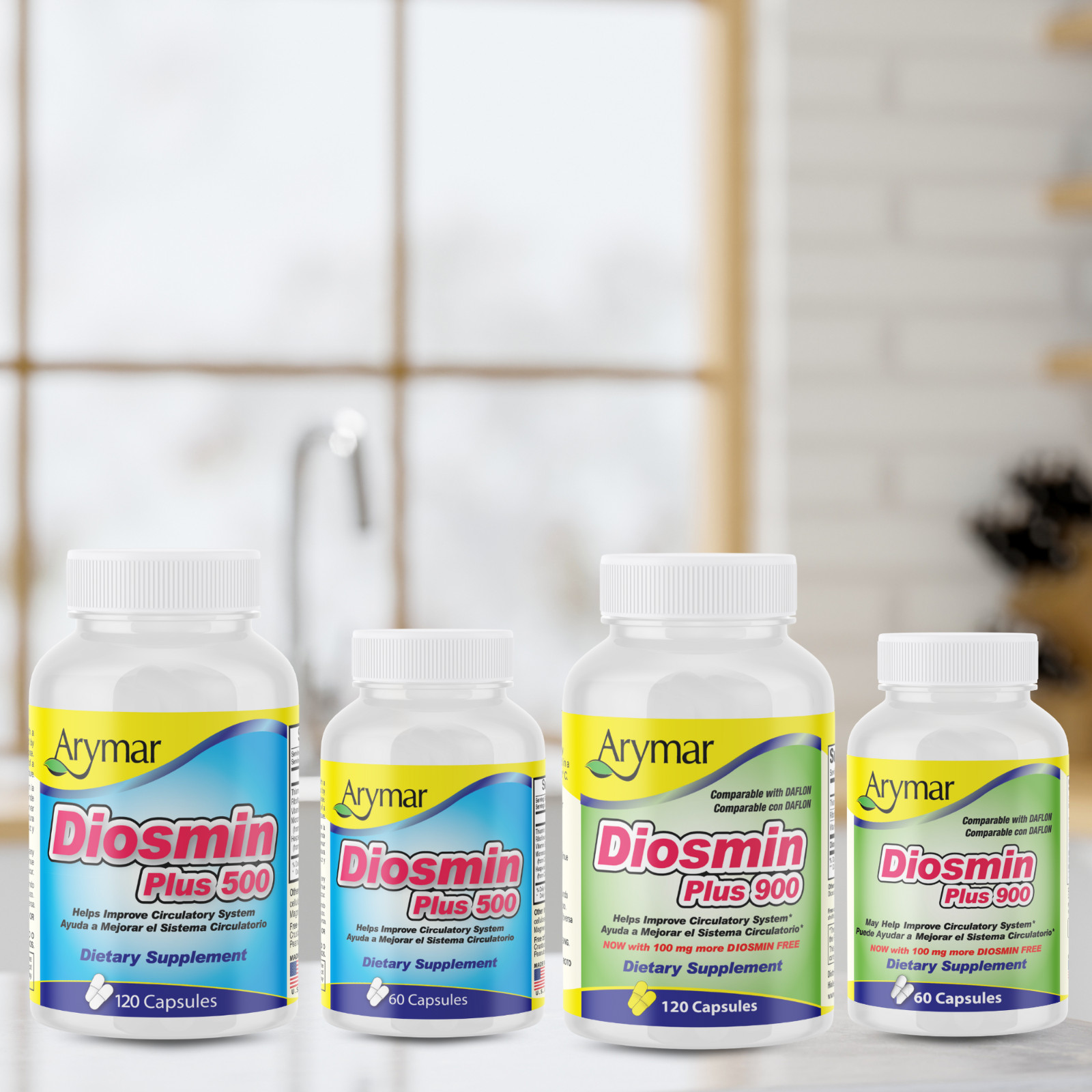 Arymar Diosmin Plus 500, Circulatory Support, 120 Capsules