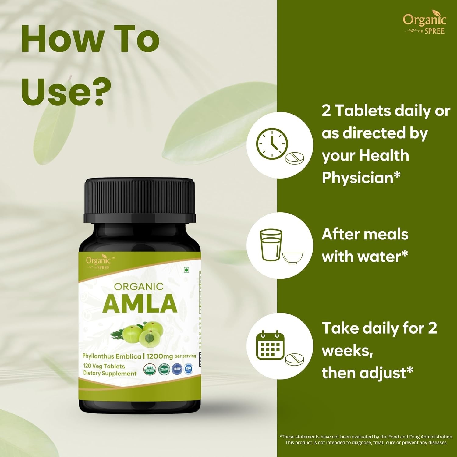 ORGANIC SPREE Amla Tablets – 1200 mg per Serving – Indian Gooseberry…