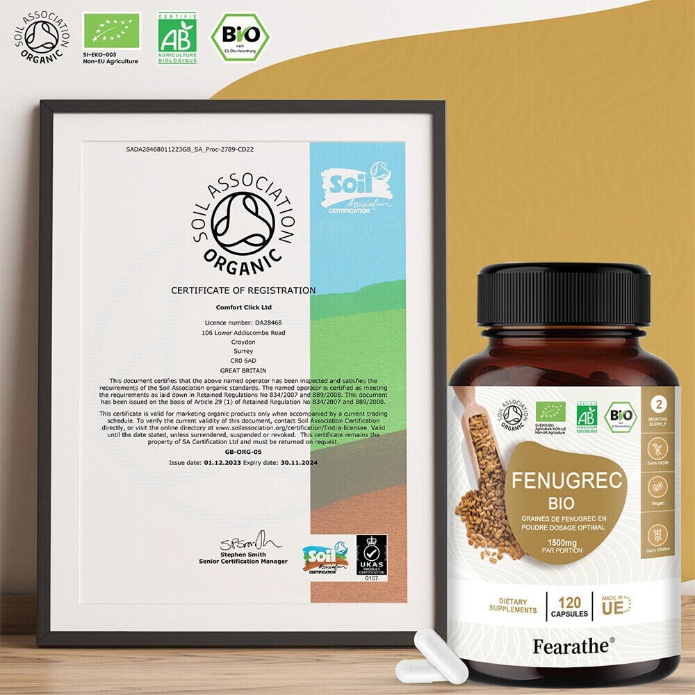 Fenugreek 1500mg Supplement General Wellness 120 Capsules Gluten Free Non GMO