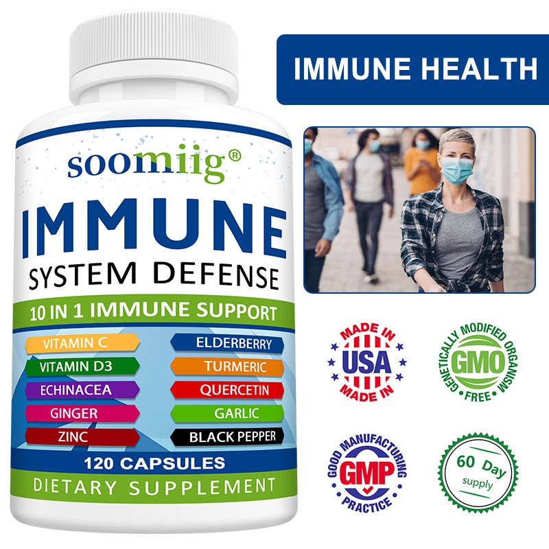 Immune System Defense Support Supplement Vitamin Quercetin Turmeric 120 Capsules