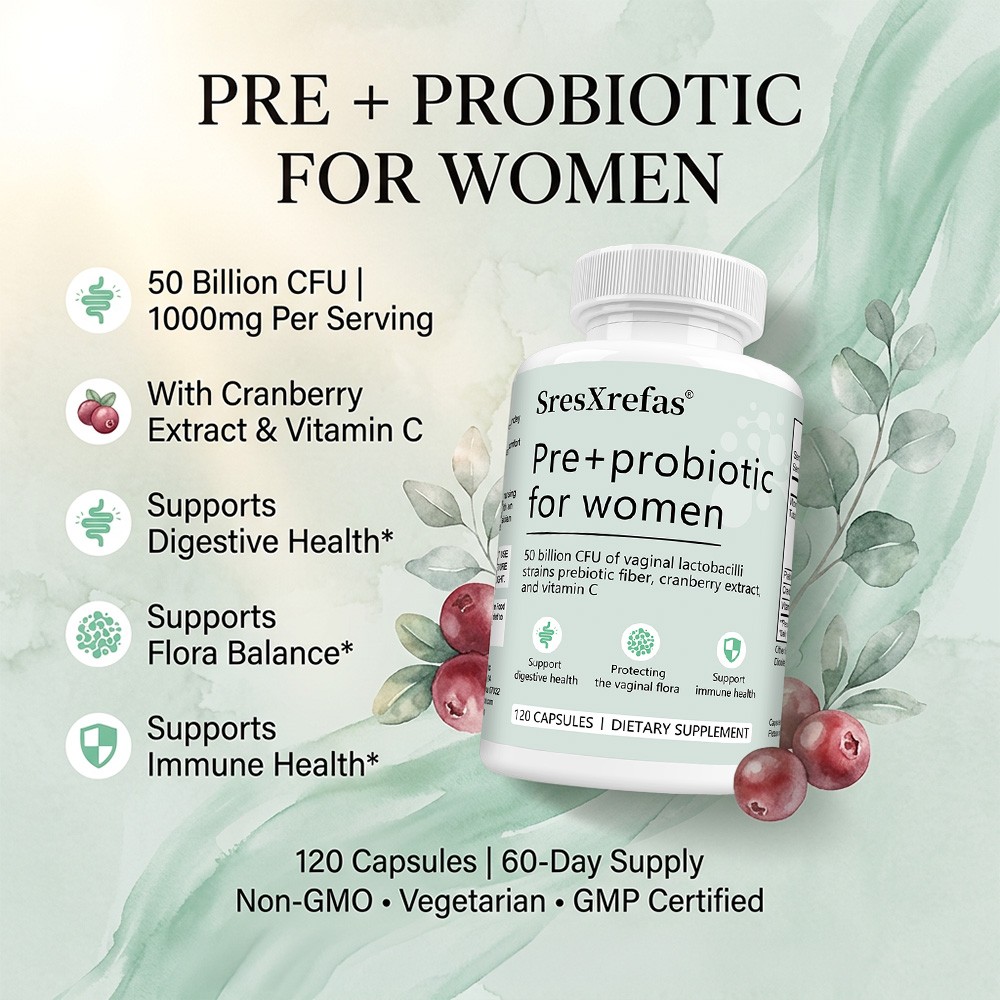 Women’s Pre+Probiotic 50Billion CFU-Supports Digestive&Immune Health 30~120Caps