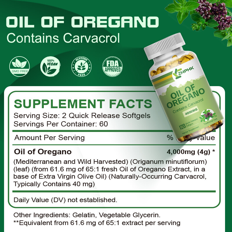 120 Oregano Oil Capsules – Natural Immune Support & Digestive Health Supplement