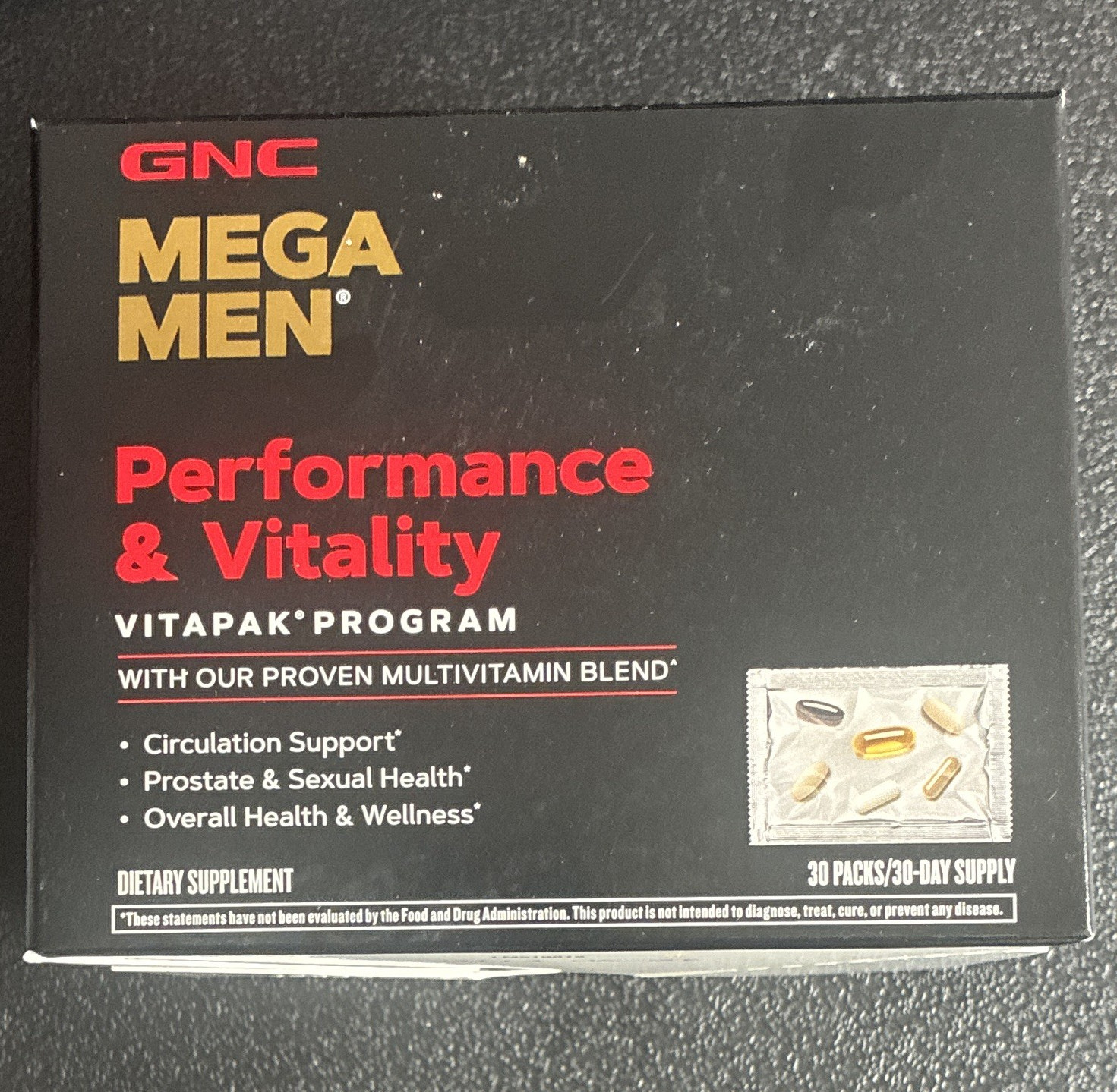 GNC Mega Men Performance & Vitality Vitapak Multivitamin 30 Pk GF 06/27