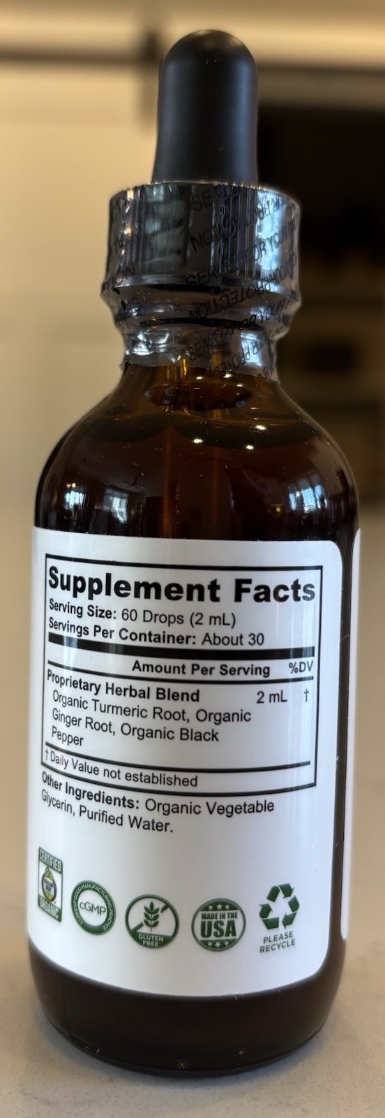 Leefy Organics Prana Turmeric & Ginger Inflammation Support 2oz Sealed