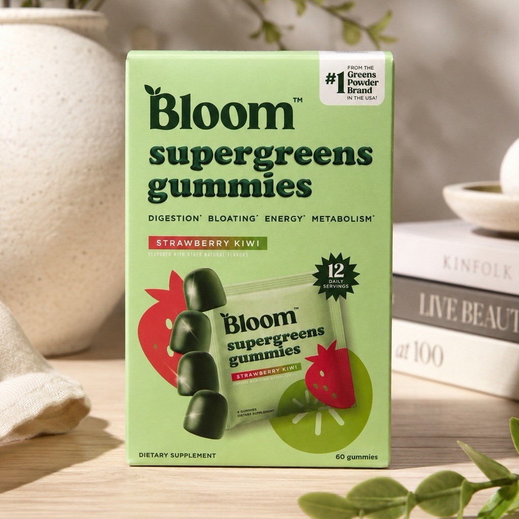 Bloom SuperGreens Gummies Strawberry Kiwi 60ct Digestive, Energy, Metabolism